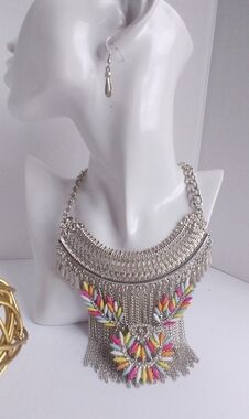 Trendy Statement Boho Ethnic Bib Necklace Set
